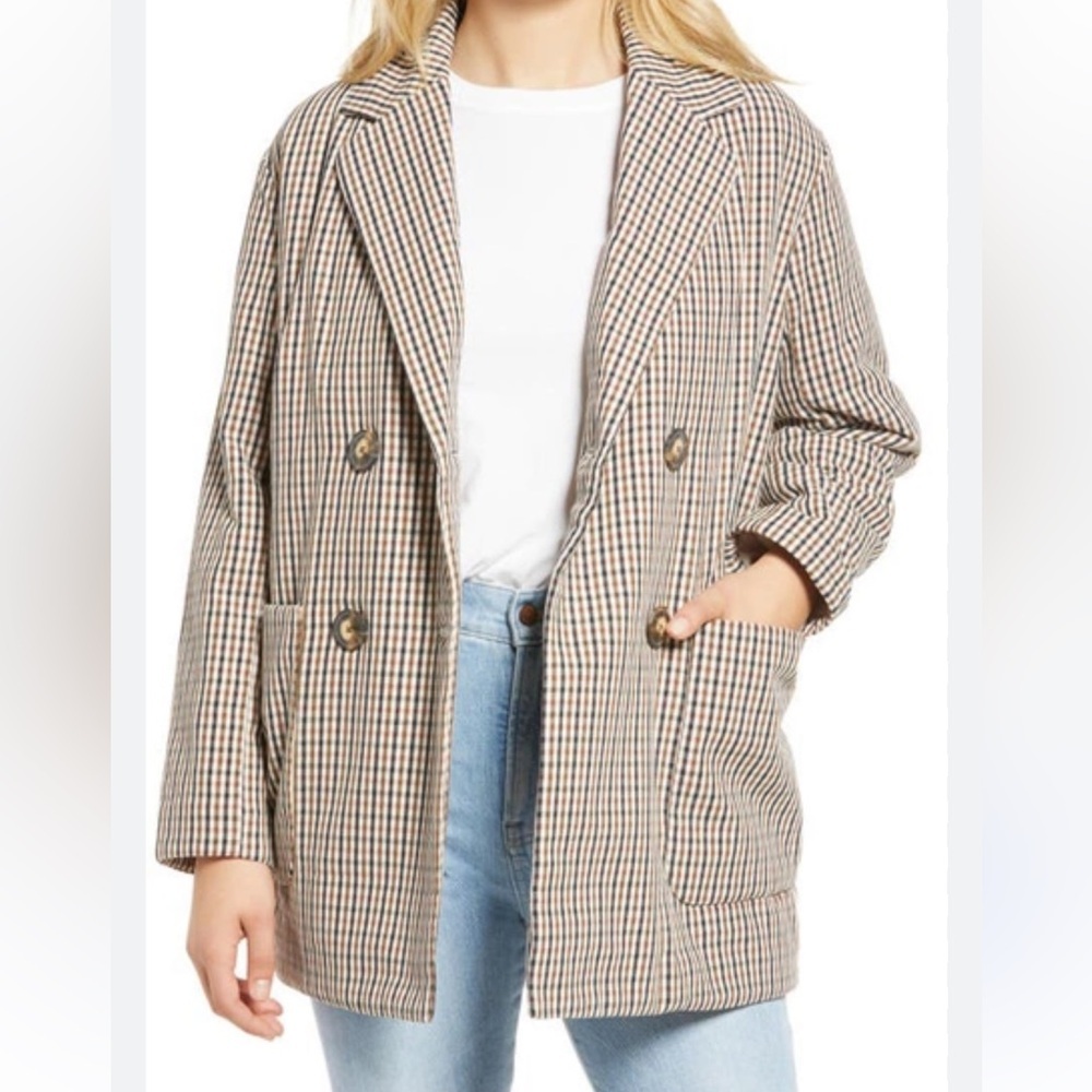 Madewell Oversized Padded Houndstooth Jacket Double-Breasted Coat - Picture 7 of 12